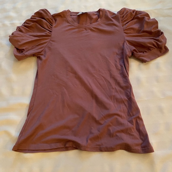 Revamped Tops - 2/$10. Lilac short sleeve top with puffed sleeves, Size medium